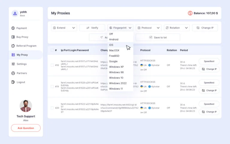 Account interface preview