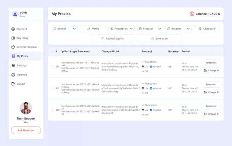 Account interface preview