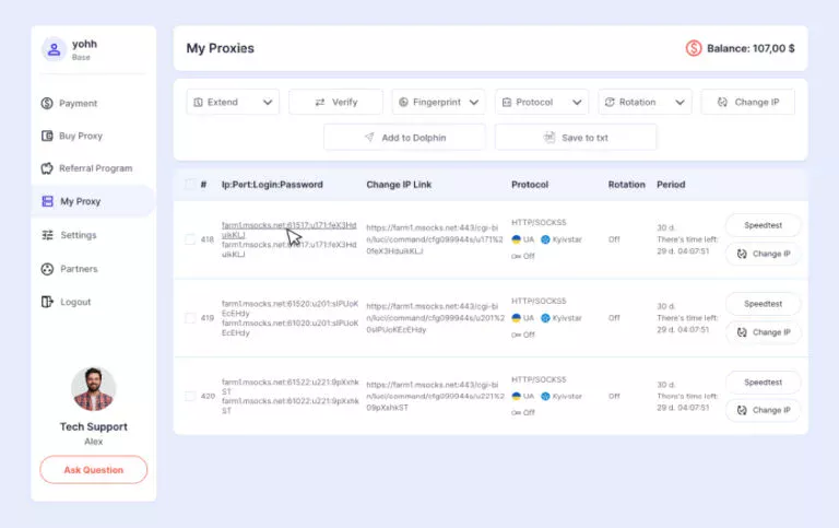 Account interface preview
