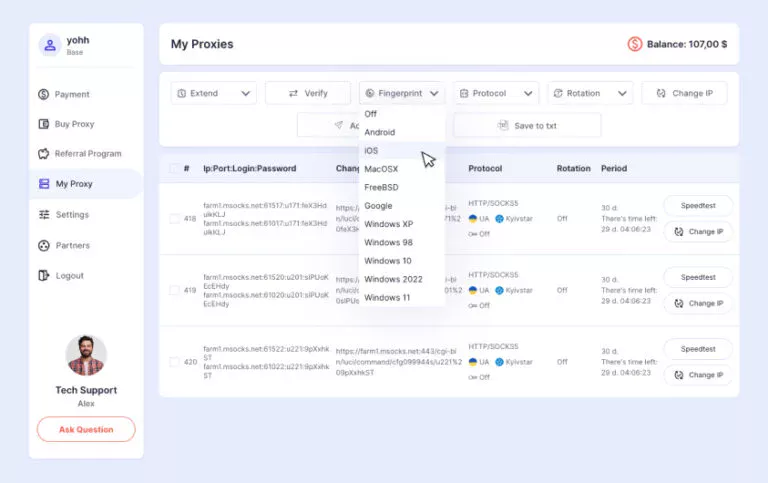 Account interface preview