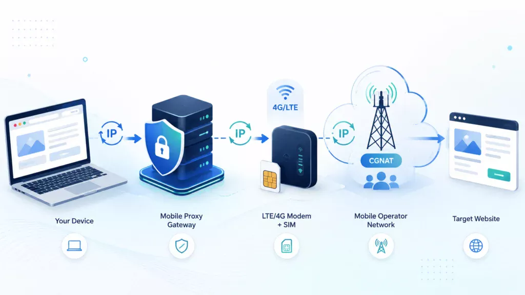 Мобільні проксі: 4G/LTE, CGNAT і ротація IP